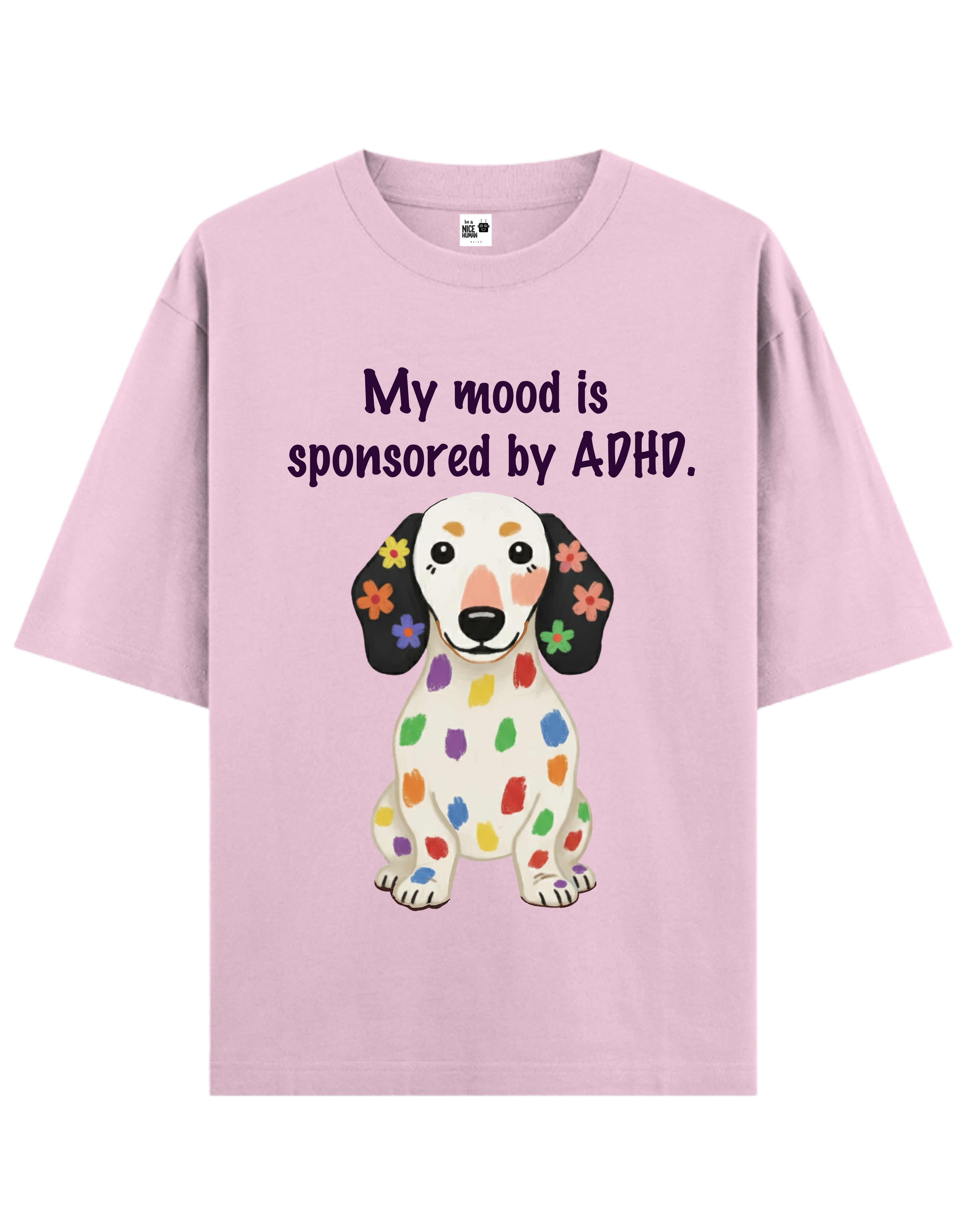 Rainbow, Flowers Dog Unisex Oversized T-Shirt