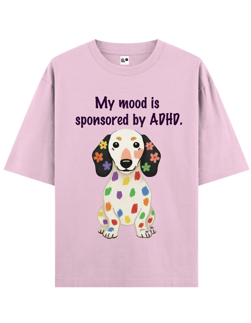 Rainbow, Flowers Dog Unisex Oversized T-Shirt