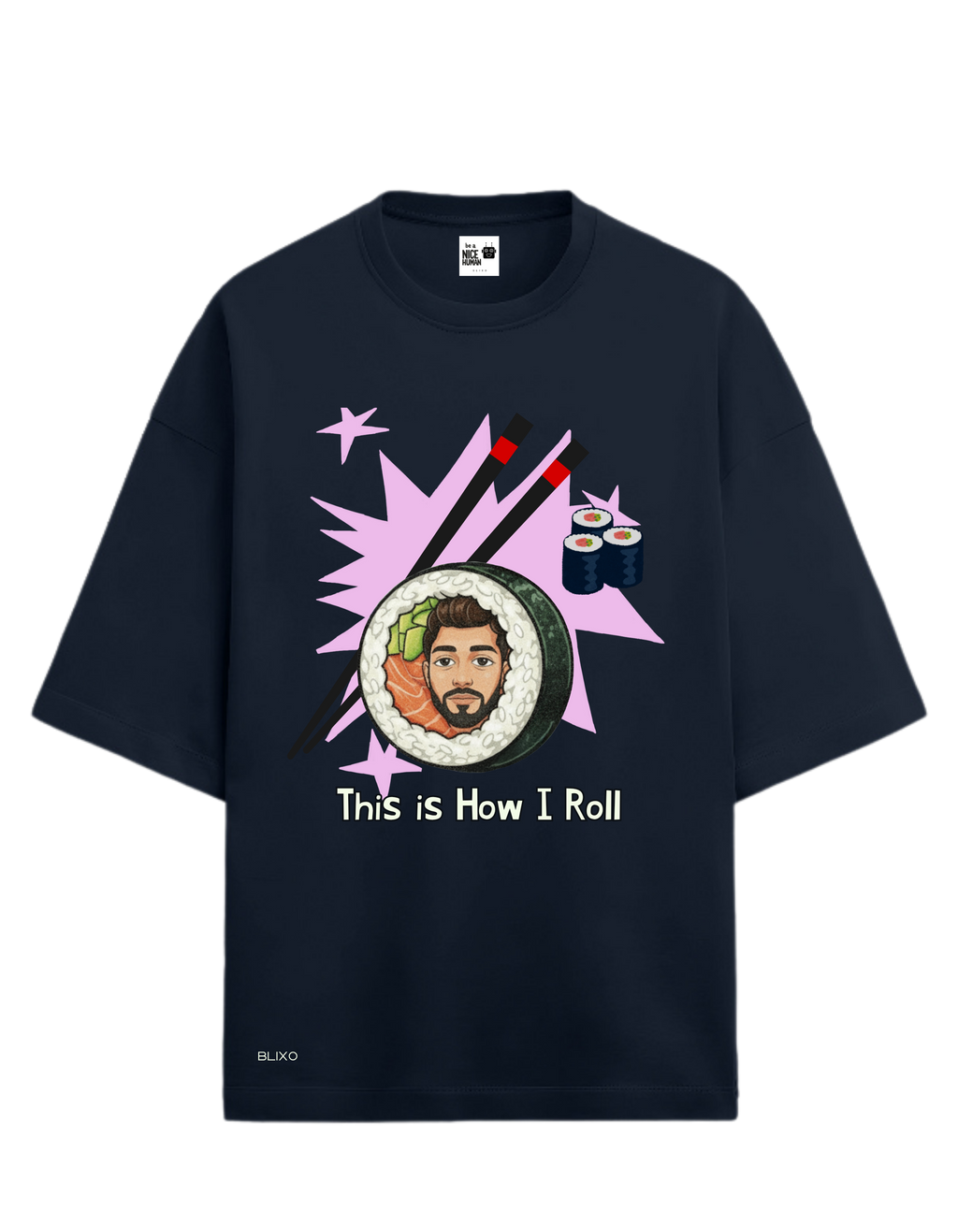 Personalized Face Sushi Roll Unisex Oversized T-Shirt