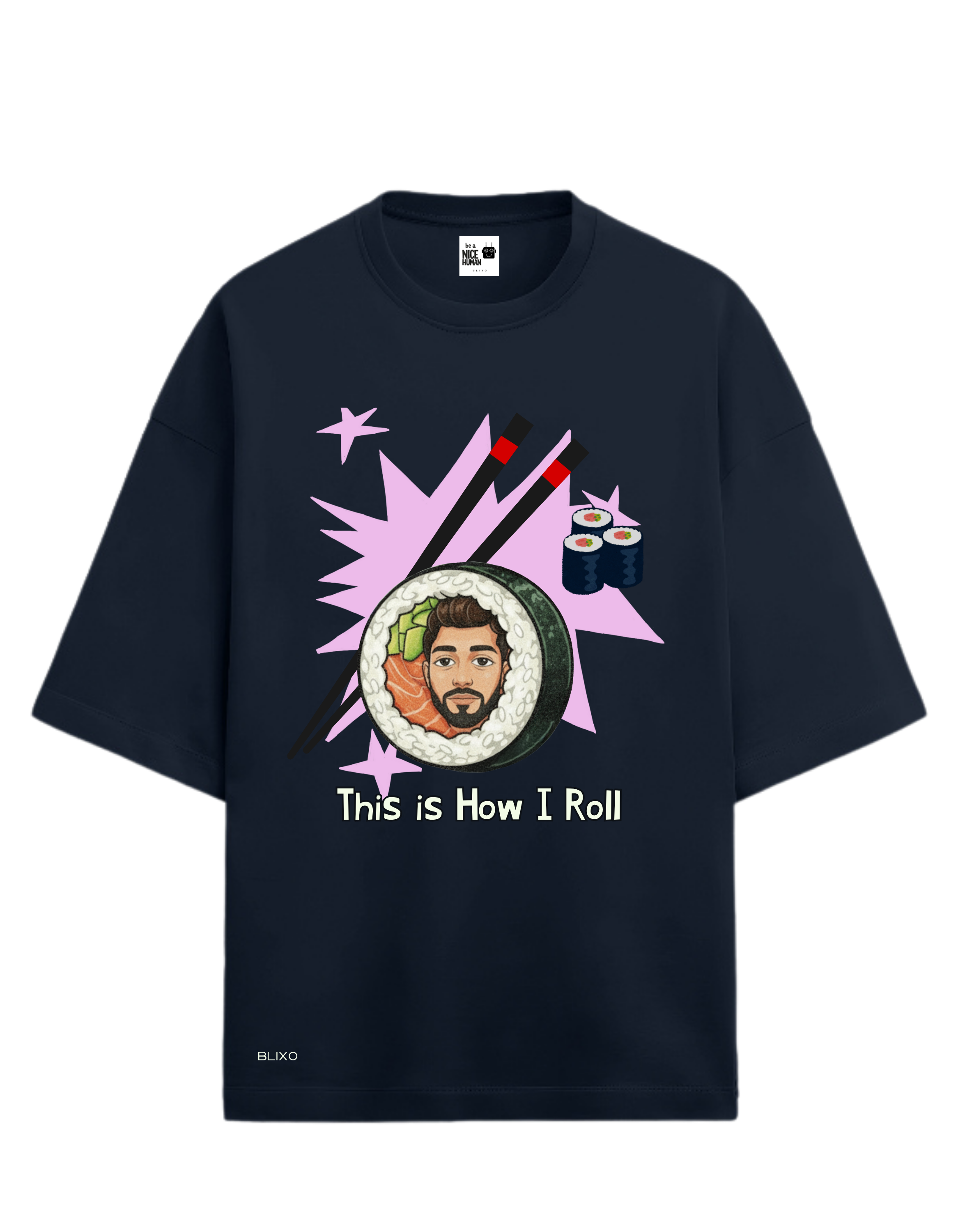 Personalized Face Sushi Roll Unisex Oversized T-Shirt