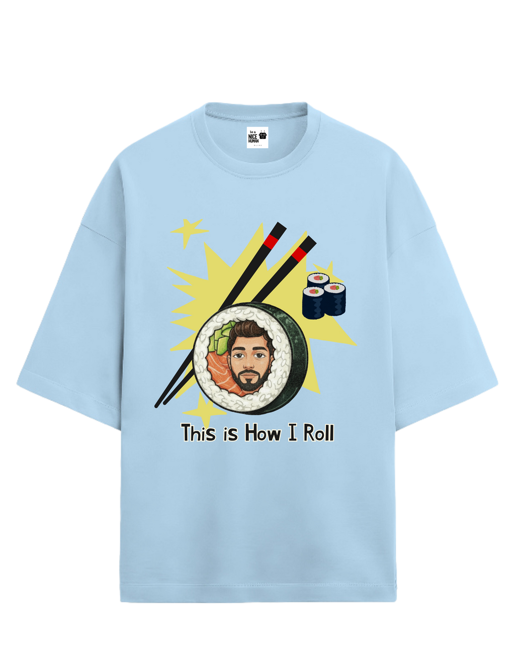 Personalized Face Sushi Roll Unisex Oversized T-Shirt