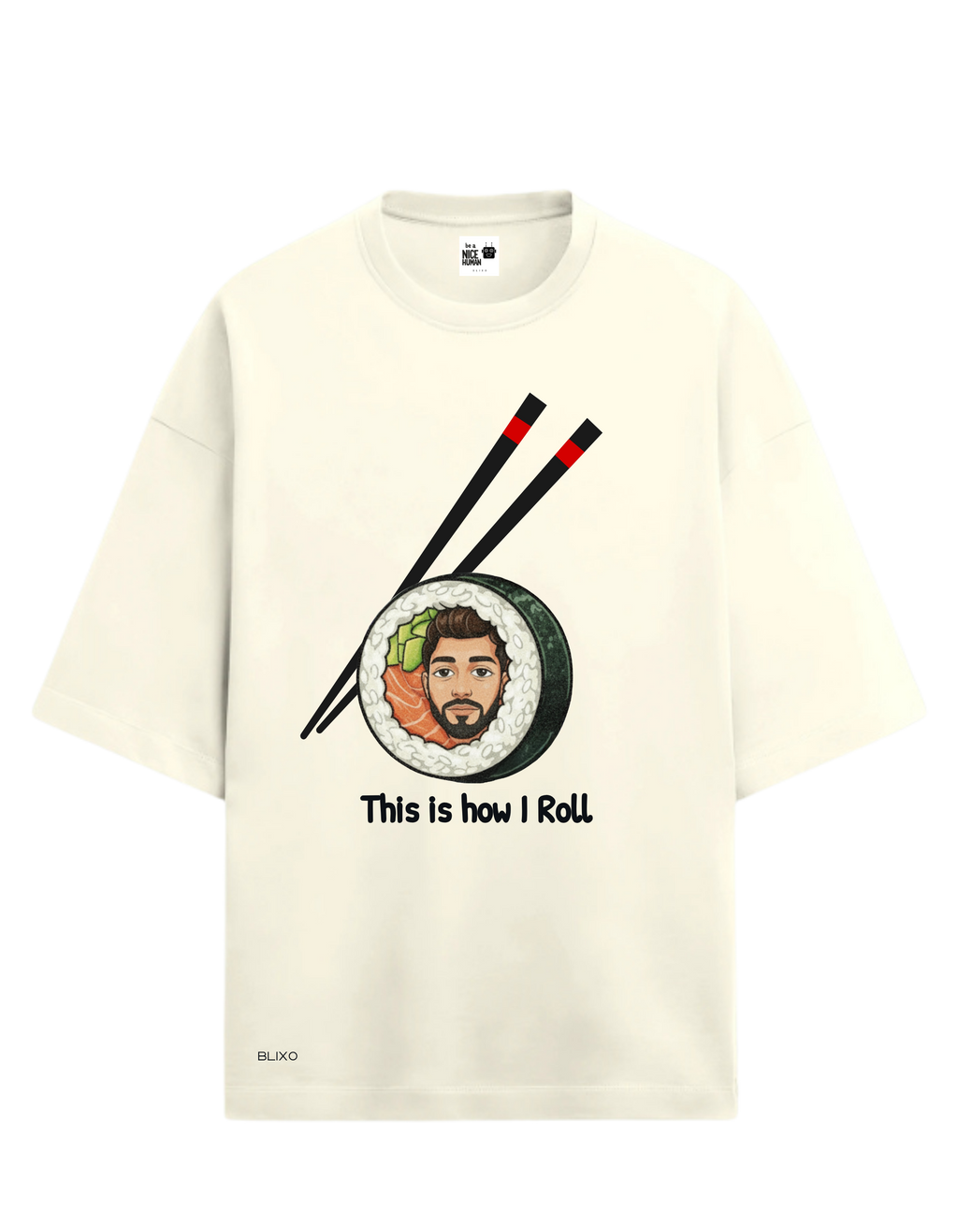 Personalized Face Sushi Roll Unisex Oversized T-Shirt