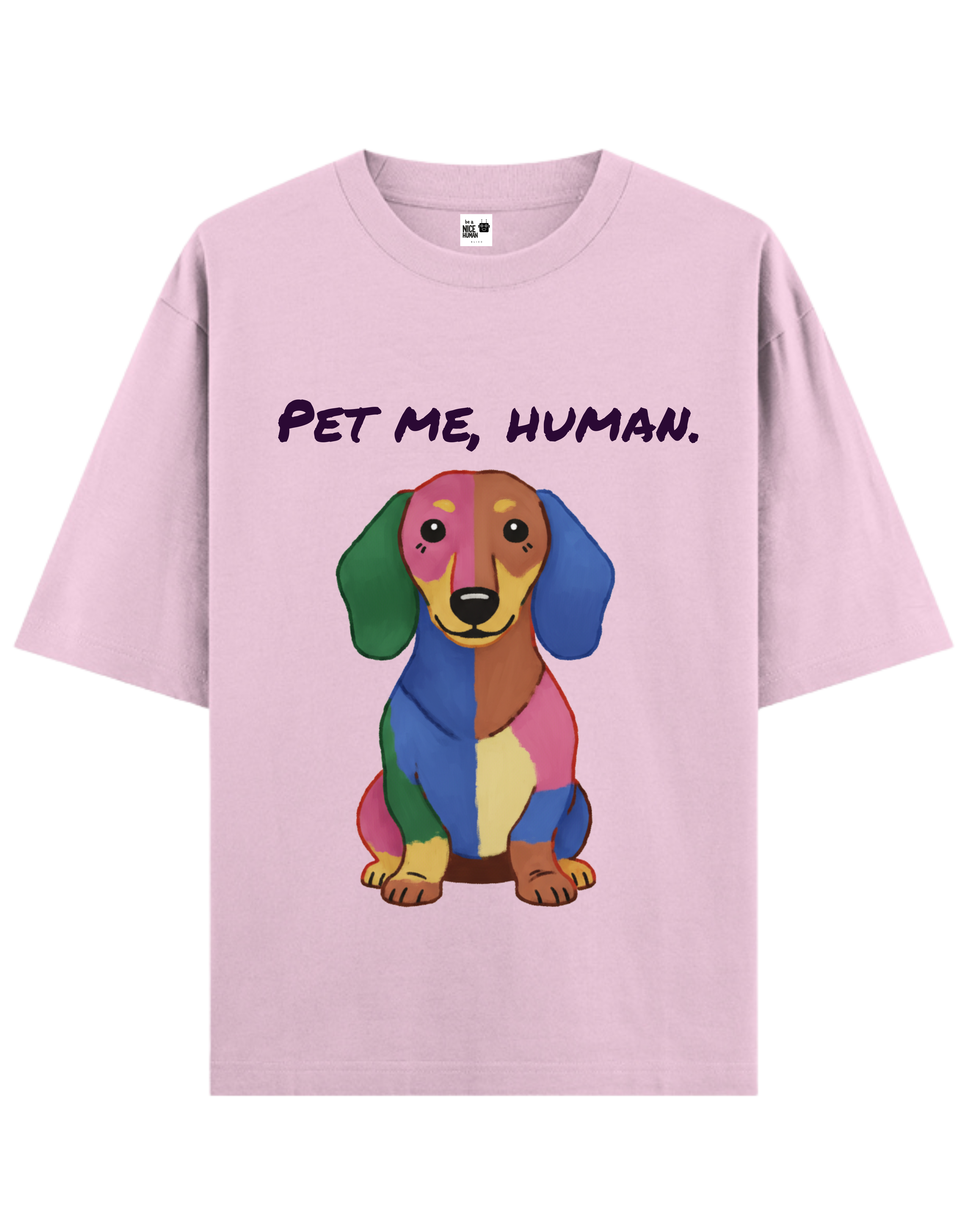 Patchwork Color Dog Unisex Oversized T-Shirt