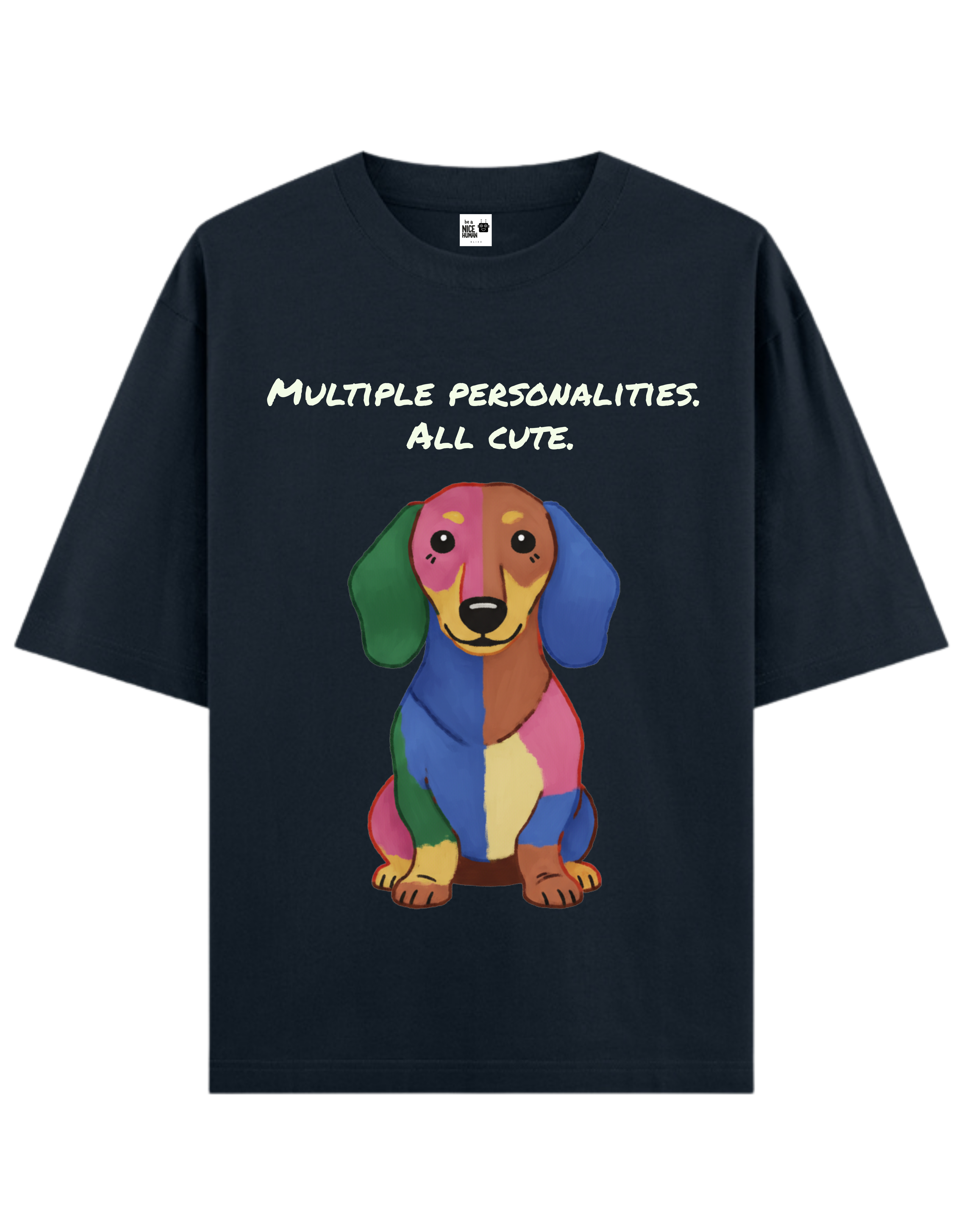 Patchwork Color Dog Unisex Oversized T-Shirt