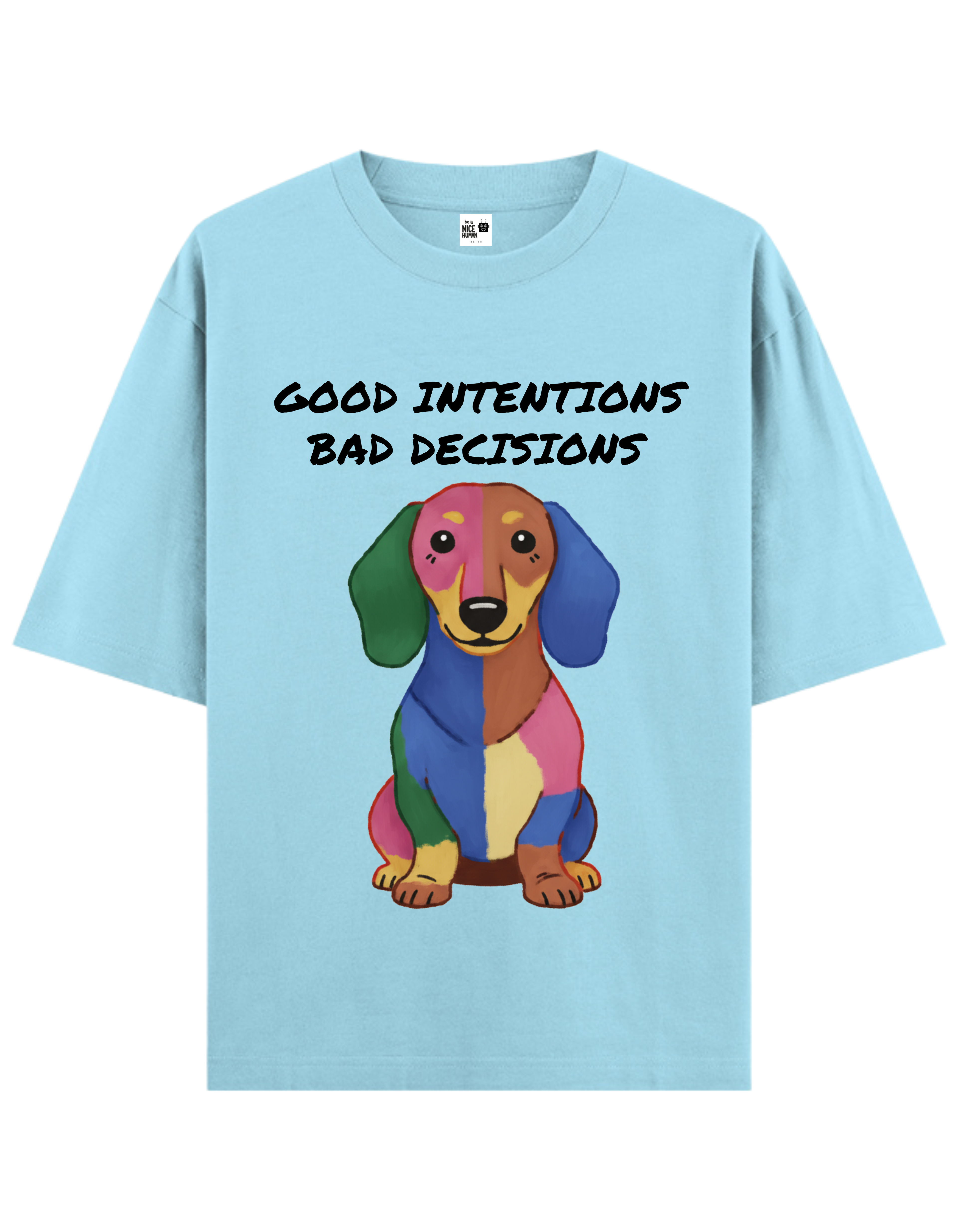 Patchwork Color Dog Unisex Oversized T-Shirt