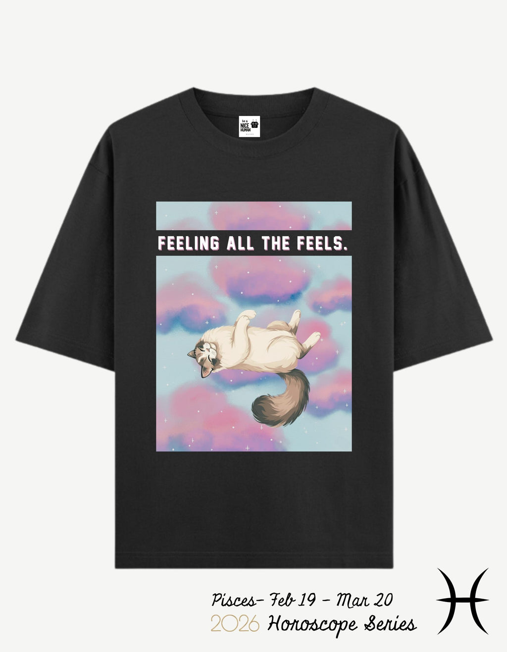 Pisces Zodiac Sign Oversized Fit T-Shirt