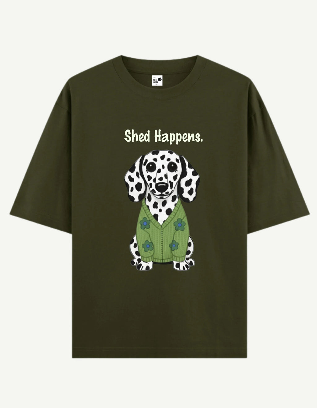 Dog in Green Cardigan T-Shirt